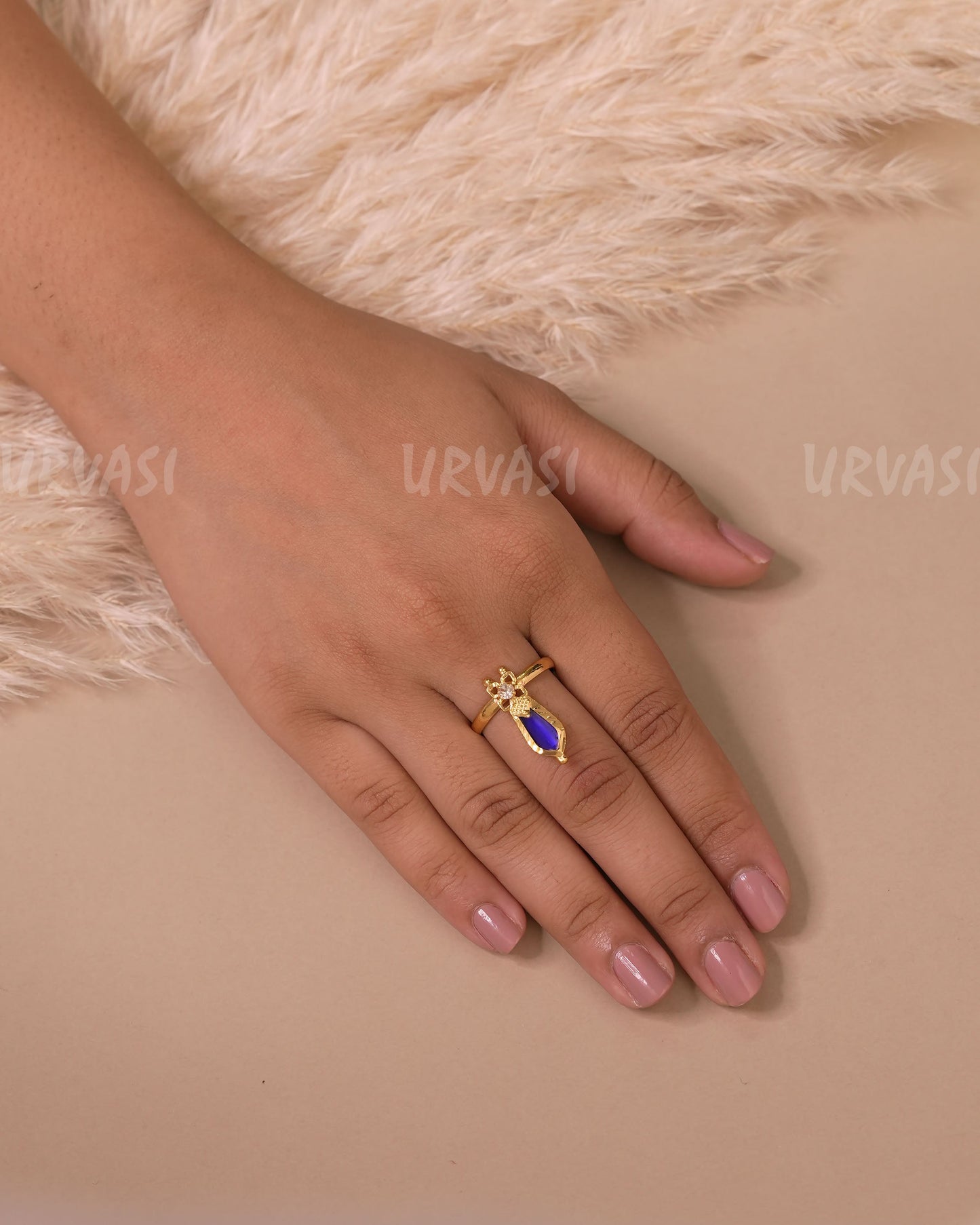 Gold-Toned Traditional Nagapadam Designed Finger Ring FR45