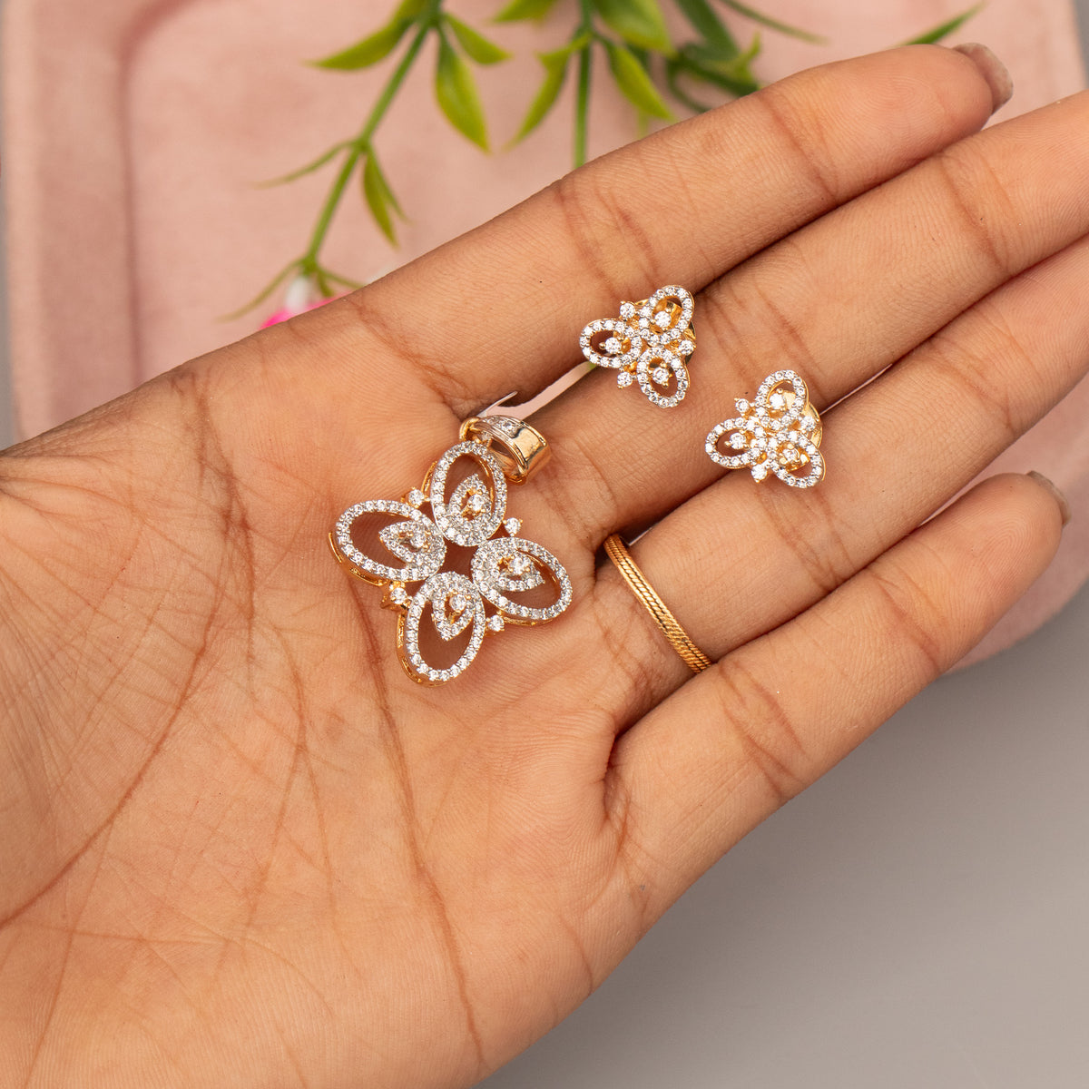 AD Pendant With Stud Earrings P60