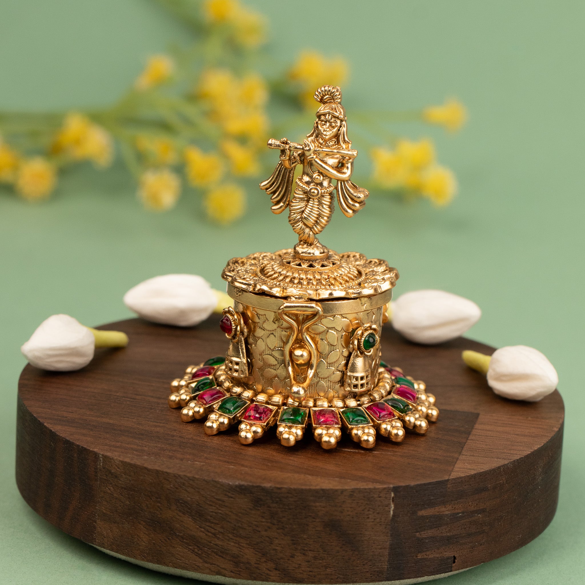 万博　サウジ館　VIPギフトボックス（箱のみ）、うちわオマケ Antique Kumkum box KB11 – Urvasi ladies novelty