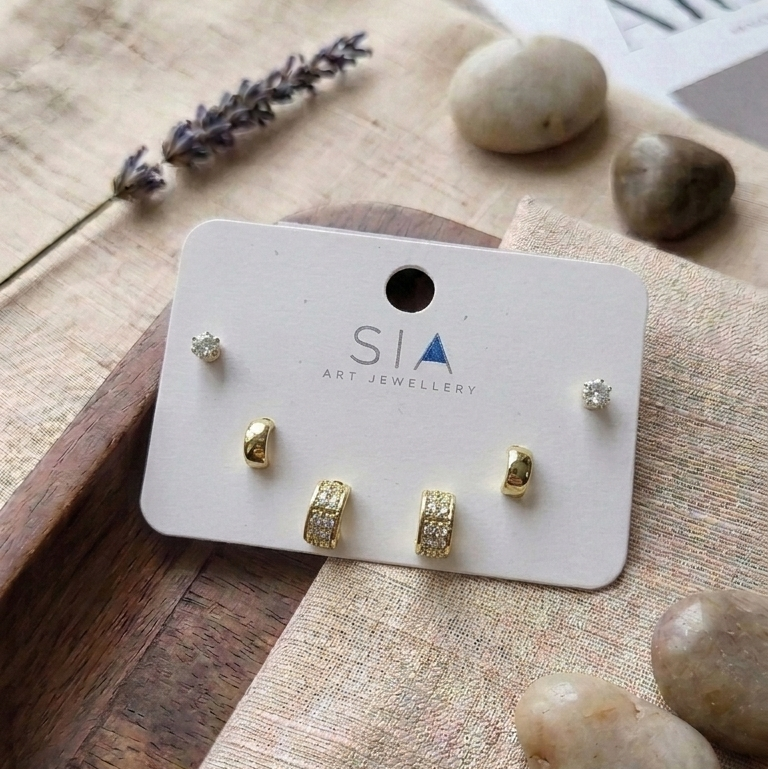 Stud Earrings E1328 (Set of 3)
