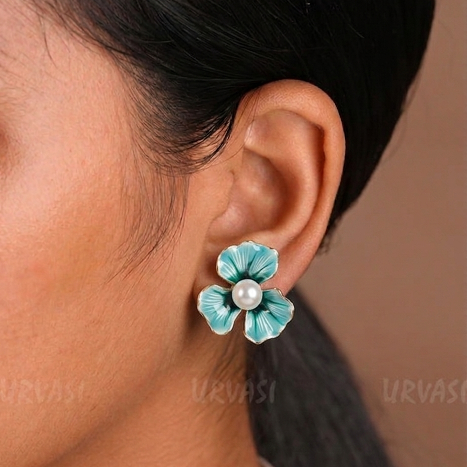 Double Layers Colorful Enamel Flowers Stud Earrings E1192