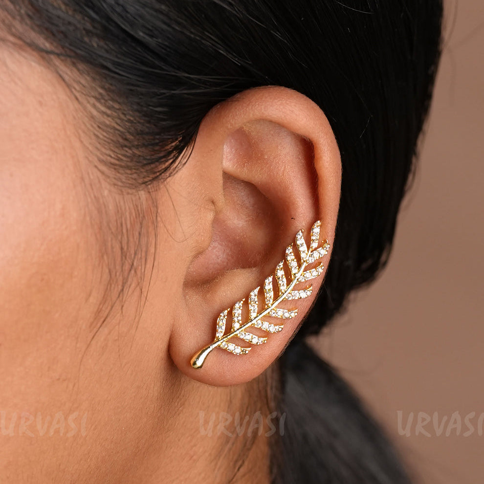 Leaf-Designed AD Ear-Cuff Earrings E1225