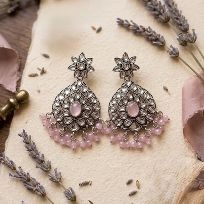 Kundan chandbali Oxidised earrings E1011