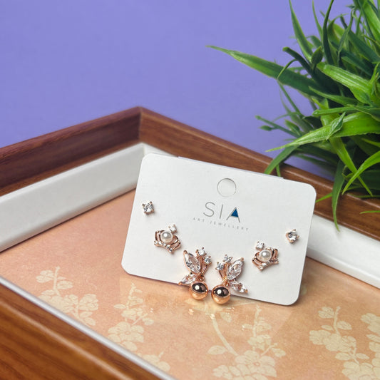 Stud Earrings E147 (Set of 3)