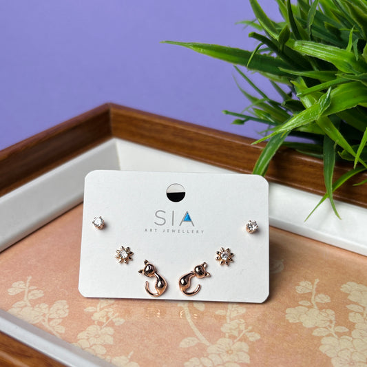 Stud Earrings E143 (Set of 3)