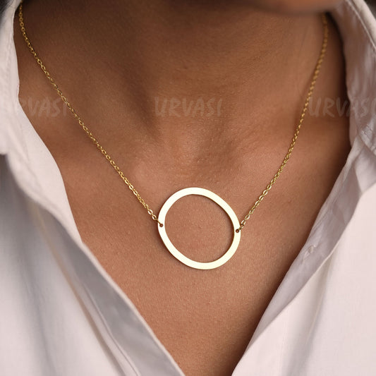 Gold Toned Infinity circle Pendant Simple Chain SC351
