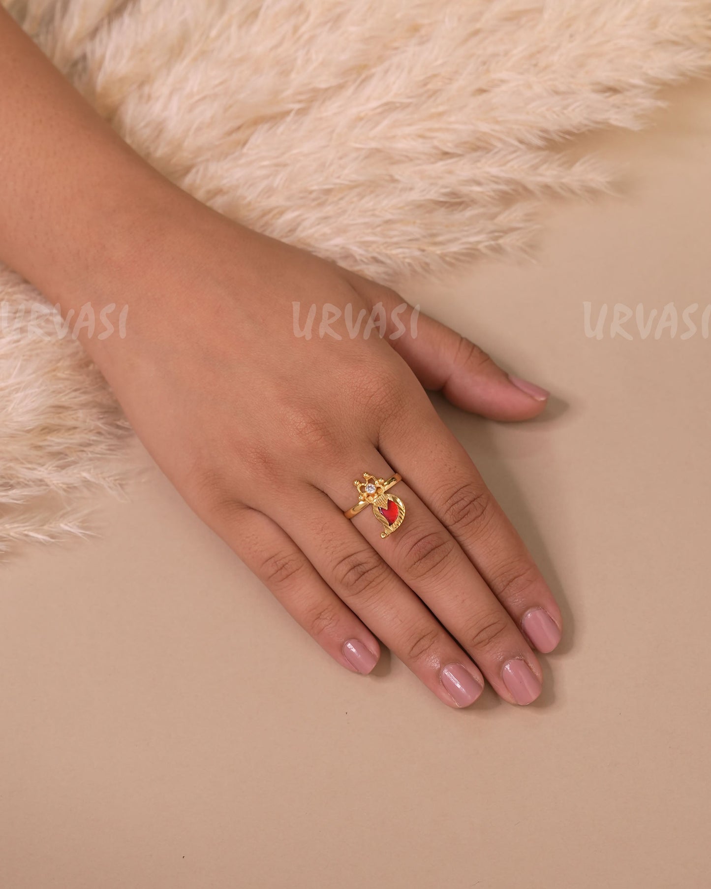 Gold Polish Traditional Mango Designed Finger Ring FR44