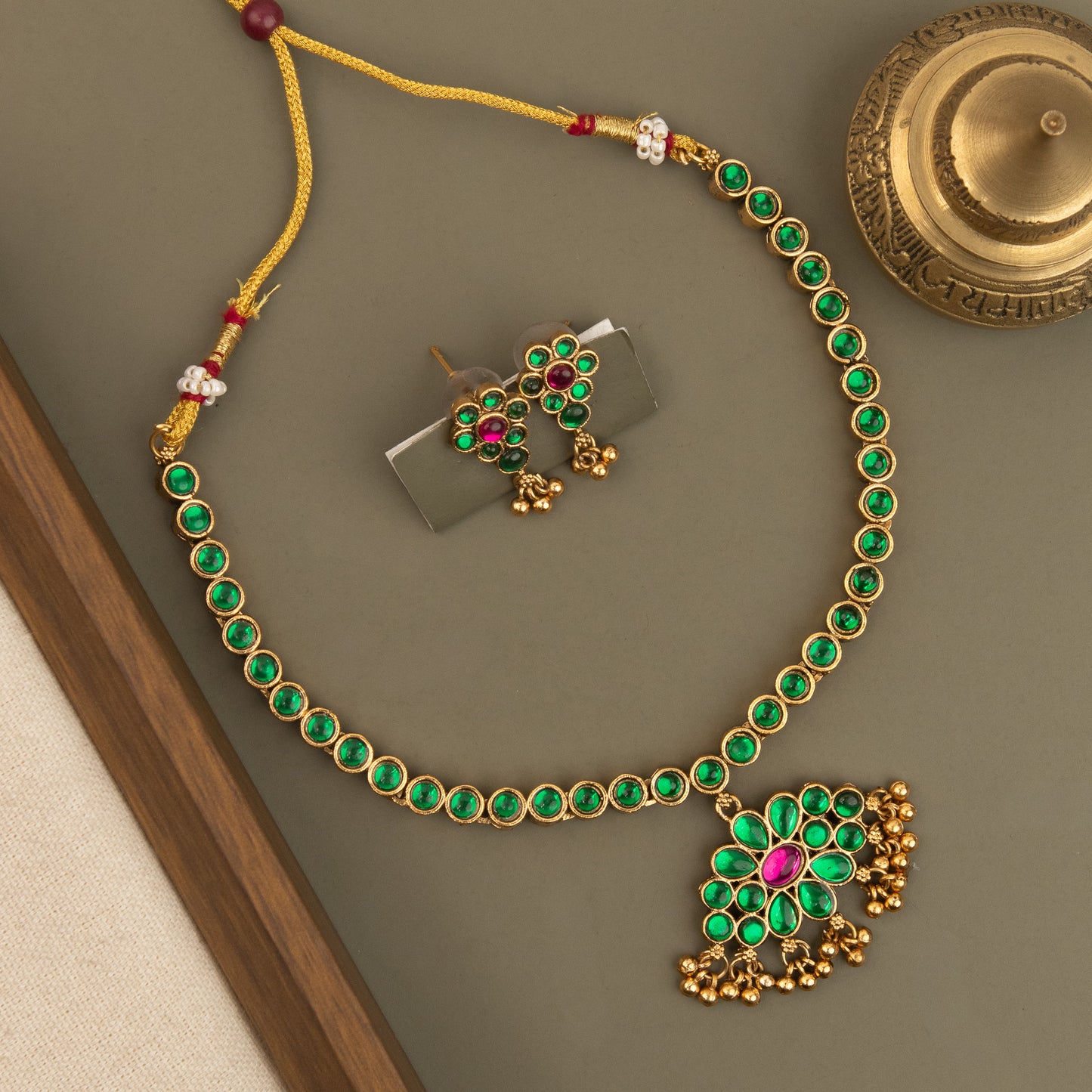 Double Side Necklace N1337 [With 2pair Earrings]