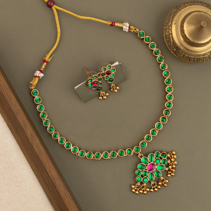 Double Side Necklace N1337 [With 2pair Earrings]