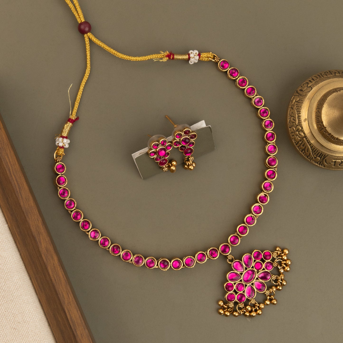 Double Side Necklace N1337 [With 2pair Earrings]
