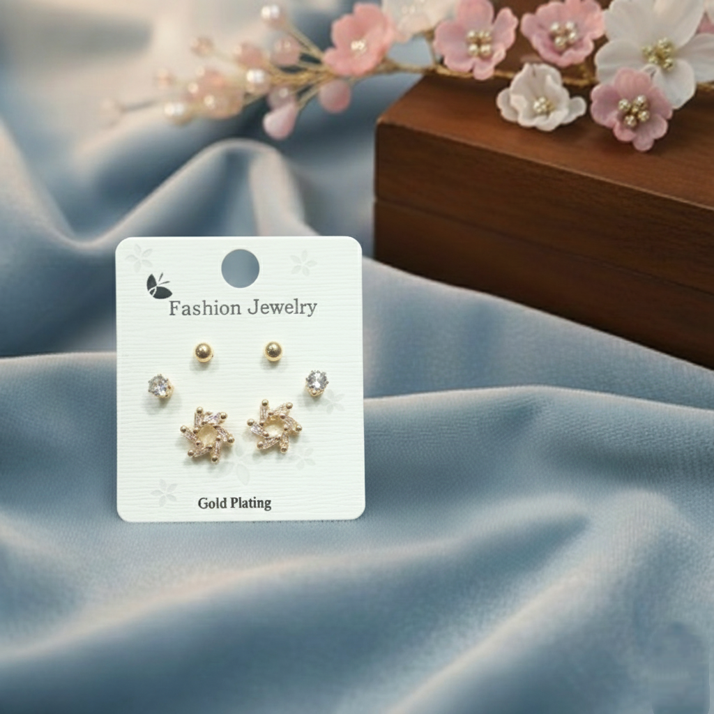 Stud Earrings E293 (Set of 3)