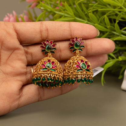 Gold-Toned Jhumka Earrings E1066