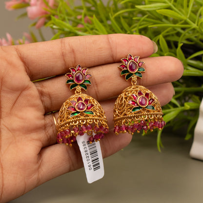 Gold-Toned Jhumka Earrings E1066