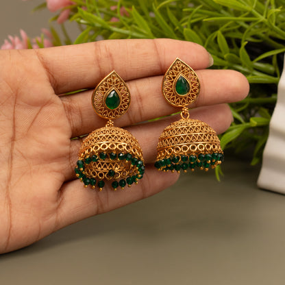 Gold-Toned Jhumka Earrings E1067