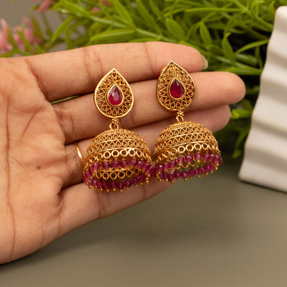 Gold-Toned Jhumka Earrings E1067