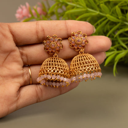 Gold-Toned Jhumka Earrings E1065