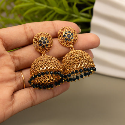 Gold-Toned Jhumka Earrings E1068