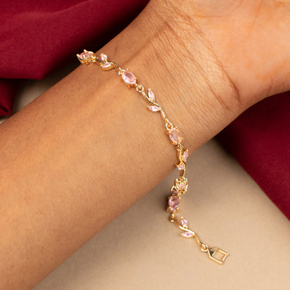 Mehendi-Gold Polish Trendy Tulips Leaf Designed AD Bracelets BR137