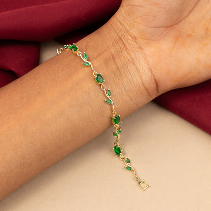 Mehendi-Gold Polish Trendy Tulips Leaf Designed AD Bracelets BR135