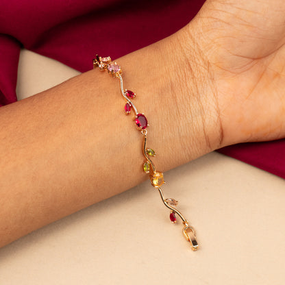 Rose-Gold Polish Tulips Designed Bracelets BR138