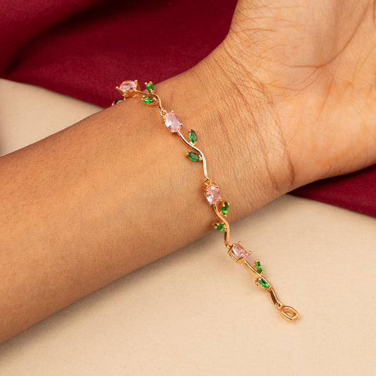 Rose-Gold Polish Tulips Designed Bracelets BR138