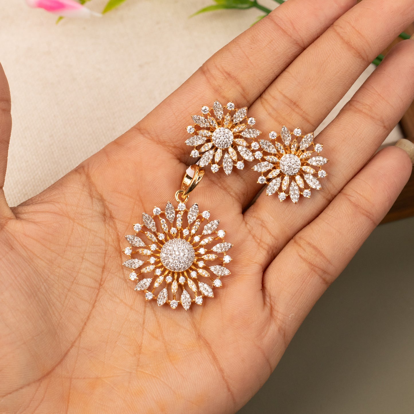 AD Pendant With Stud Earrings E1136