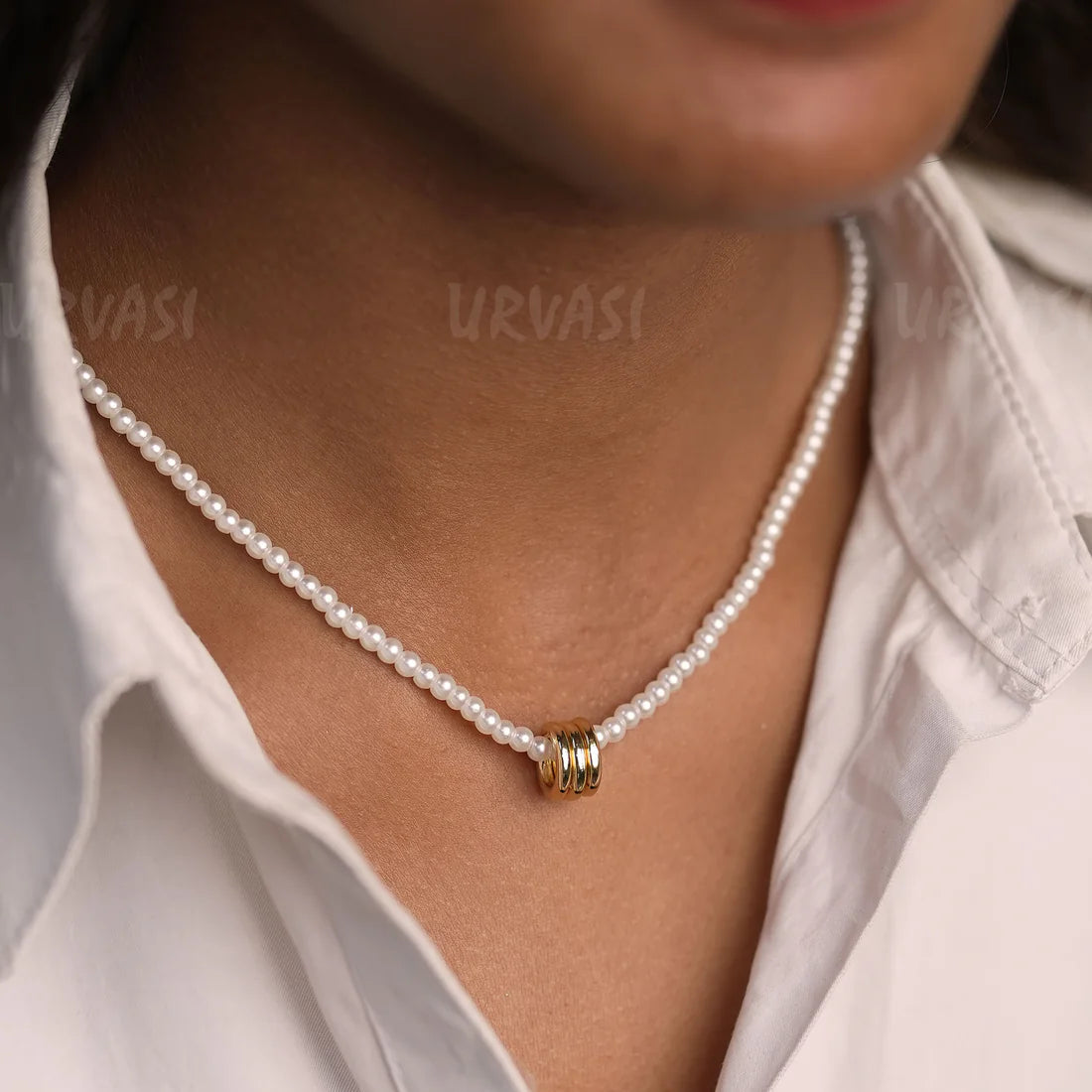 Pearl Central Pendant Beaded Simple Chain SC338