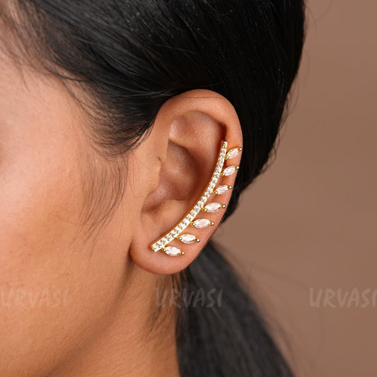 Leaf-Designed AD Ear-Cuff Earrings E1227