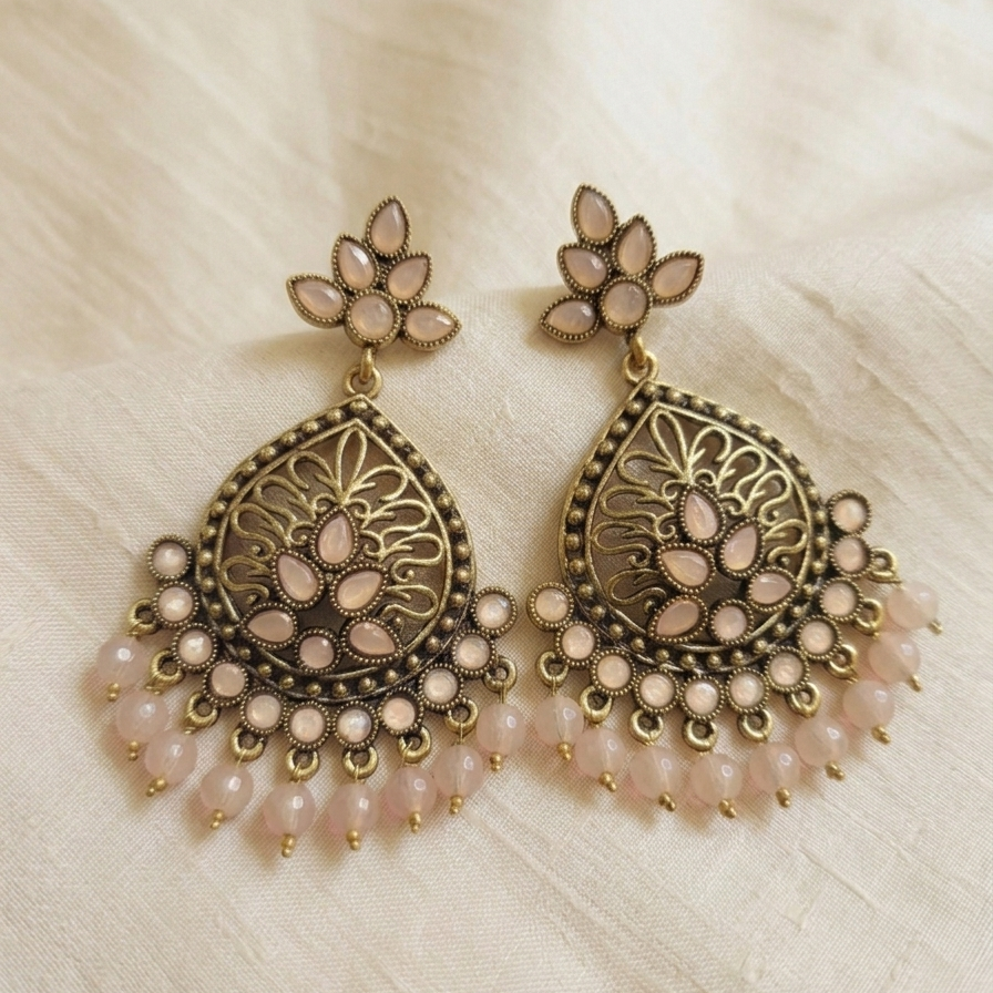 Kundan Chandbali Mehandi Hanging Earrings E1105