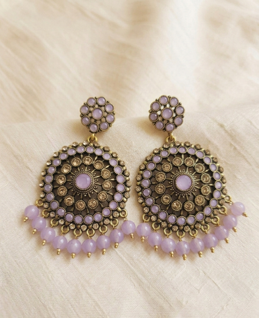 Kundan Chandbali Mehandi Hanging Earrings E1104