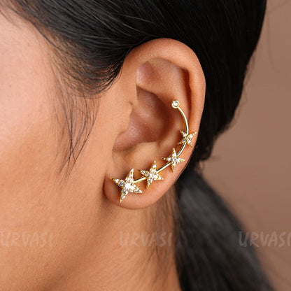 Star-Designed-AD Adjustable Ear-Cuff Earrings E1229