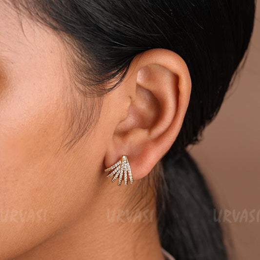 Gold-Toned Hoop Designed Stud Earrings E1182