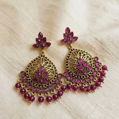 Kundan Chandbali Mehandi Hanging Earrings E1105
