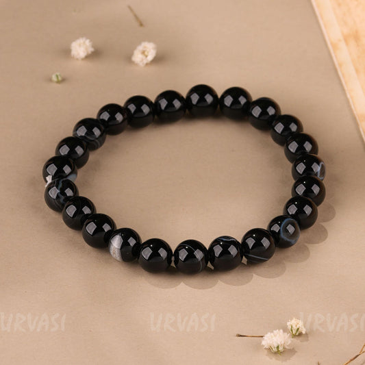 Hand-Made Black Agate Bracelet BR104