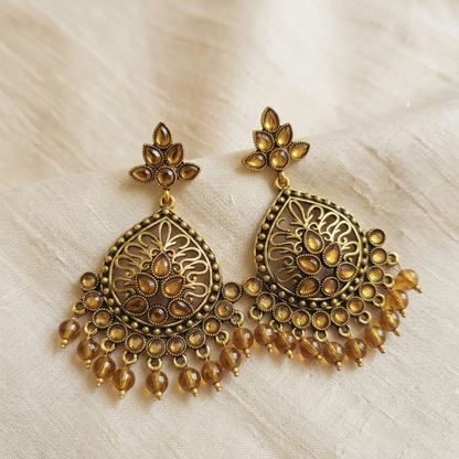 Kundan Chandbali Mehandi Hanging Earrings E1105