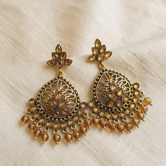 Kundan Chandbali Mehandi Hanging Earrings E1105