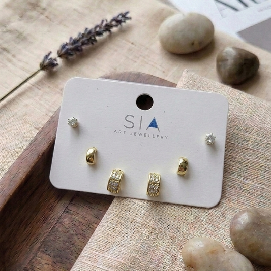 Stud Earrings E1328 (Set of 3)