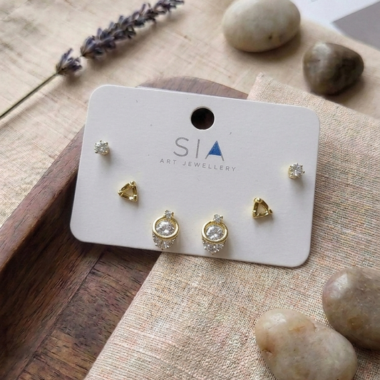 Stud Earrings E1327 (Set of 3)