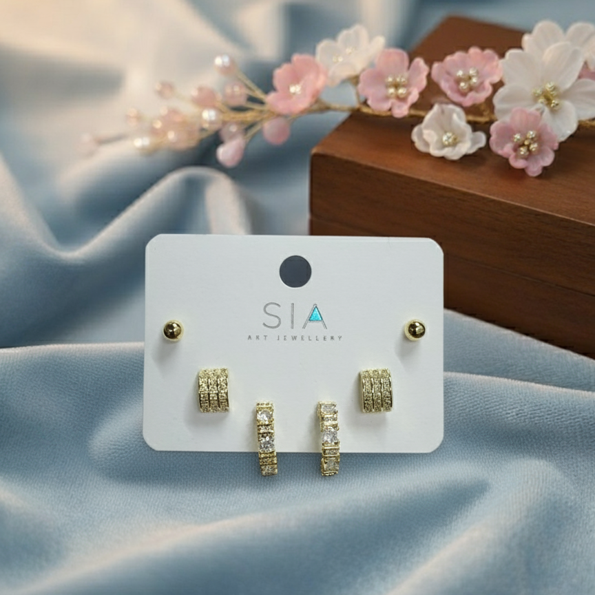 Stud Earrings E209 (Set of 3)