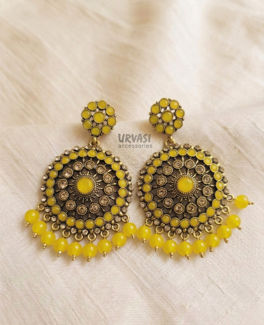 Kundan Chandbali Mehandi Hanging Earrings E1104
