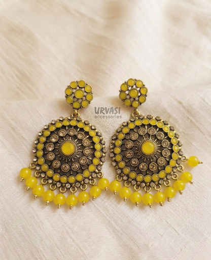 Kundan Chandbali Mehandi Hanging Earrings E1104