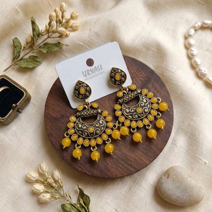 Kundan Chandbali Mehandi Hanging Earrings E1135