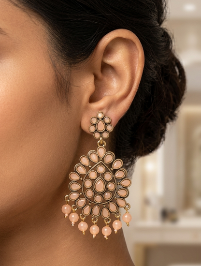 Kundan Chandbali Mehandi Hanging Earrings E1096