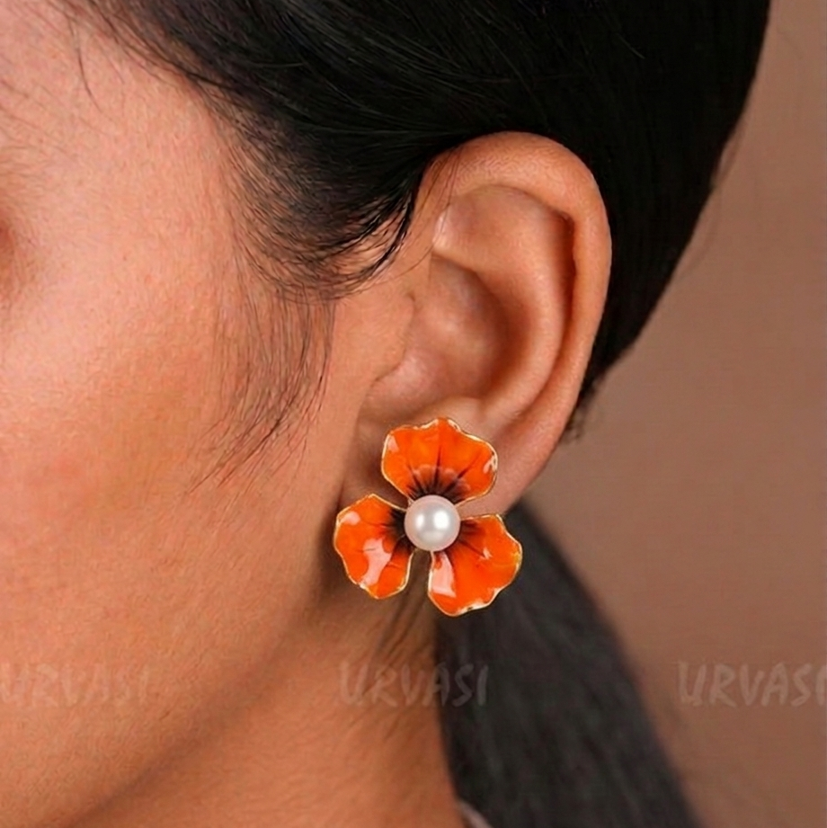 Double Layers Colorful Enamel Flowers Stud Earrings E1192