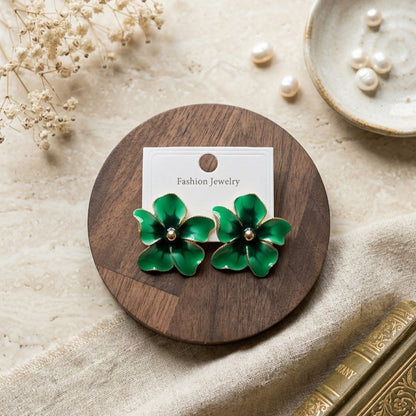 Double Layers Colorful Enamel Flowers Stud Earrings E1134