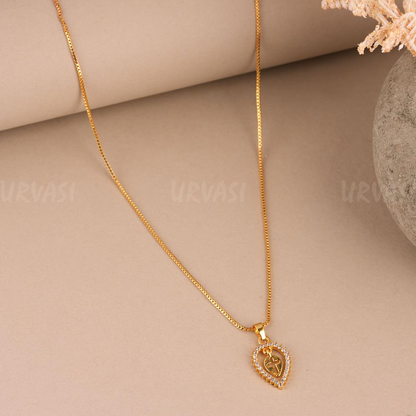 Gold-Polish Tear-Drop Pendant Central Cross Thali Chain SC371
