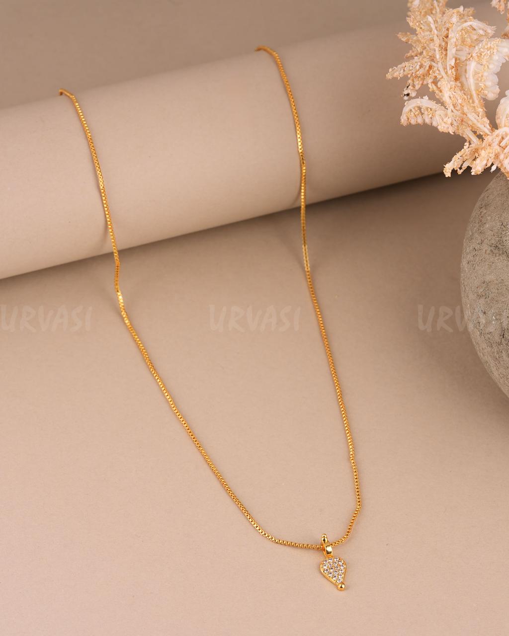Gold-Toned Diamond Look Thali Pendant Chain SC370