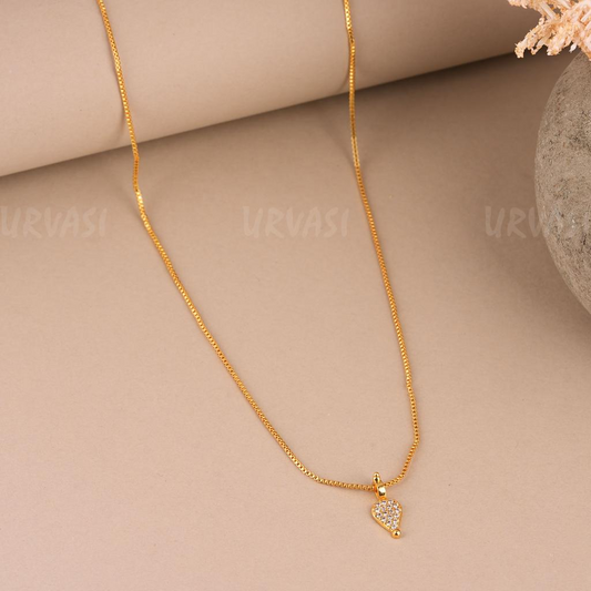 Gold-Toned Diamond Look Thali Pendant Chain SC370