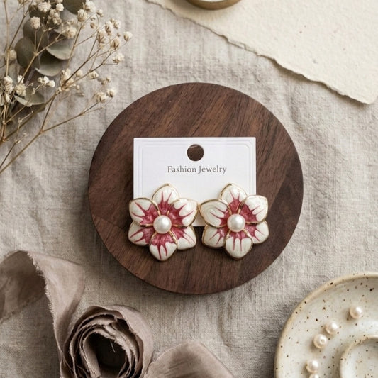 Double Layers Colorful Enamel Flowers Stud Earrings E1133