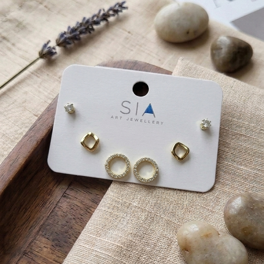 Stud Earrings E1324 (Set of 3)